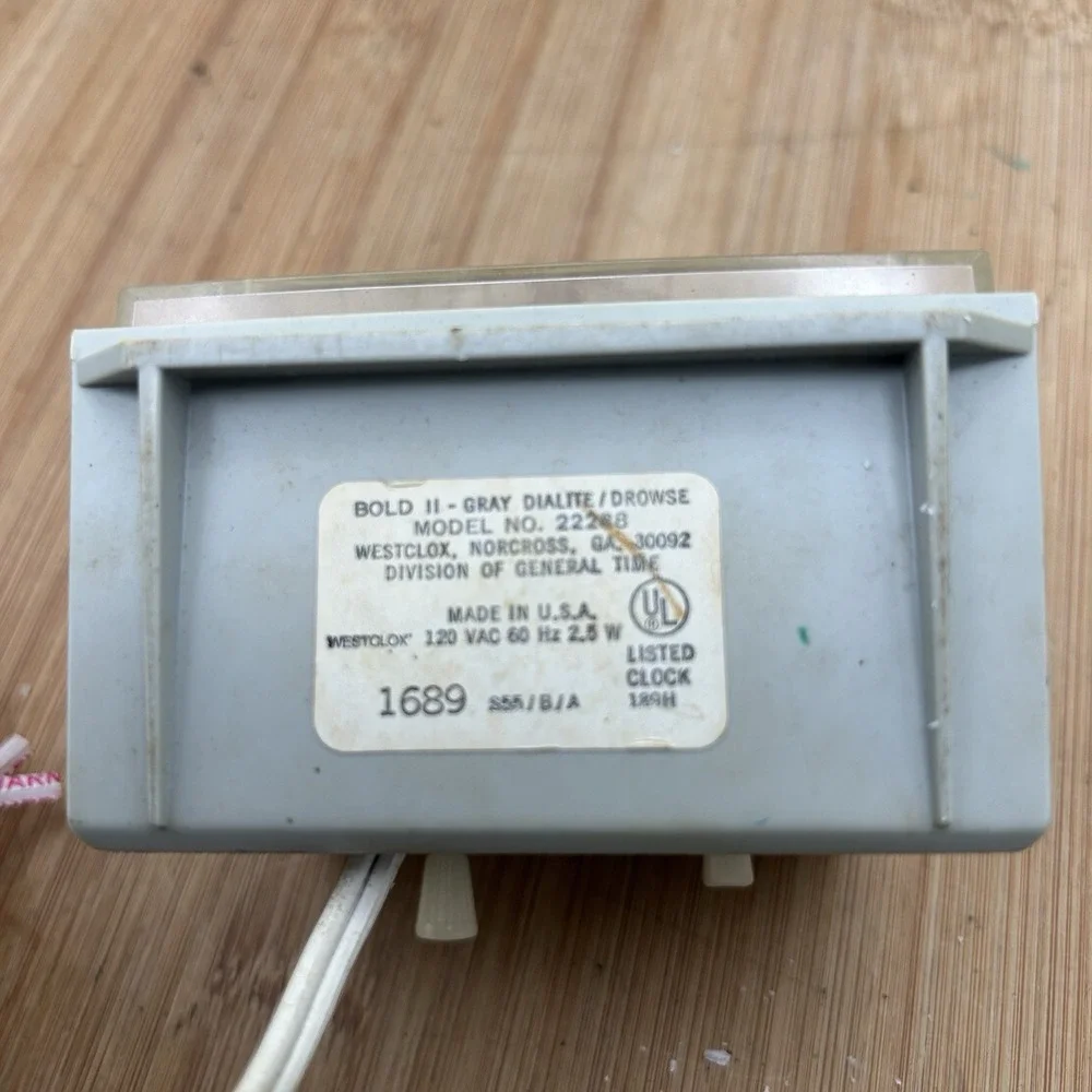 Westclox Alarm Clock Electric Model 22288 Bold II 3 Inch‎ MCM Vintage Gray